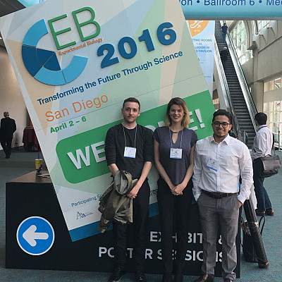From left to right, MMC bio majors Zane Younger, Taylor Allen, and Elevit Perez at the Experimental Biology meeting in San Diego.