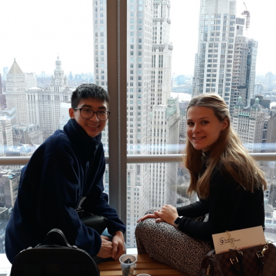 Biology majors Brandon Tran '20 and Julia Furnari '20 at the New York Academy of Sciences