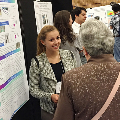 Marisa Dunigan '15 presents her research poster at the NERMACS conference in Ithaca, NY.