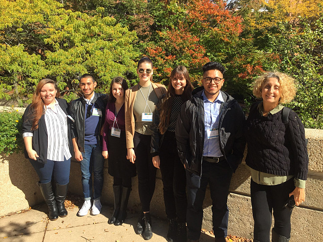 Biology majors with Prof. Ann Aguanno at the Undergraduate Research Symposium in the Chemical and Biological Sciences at the University o...