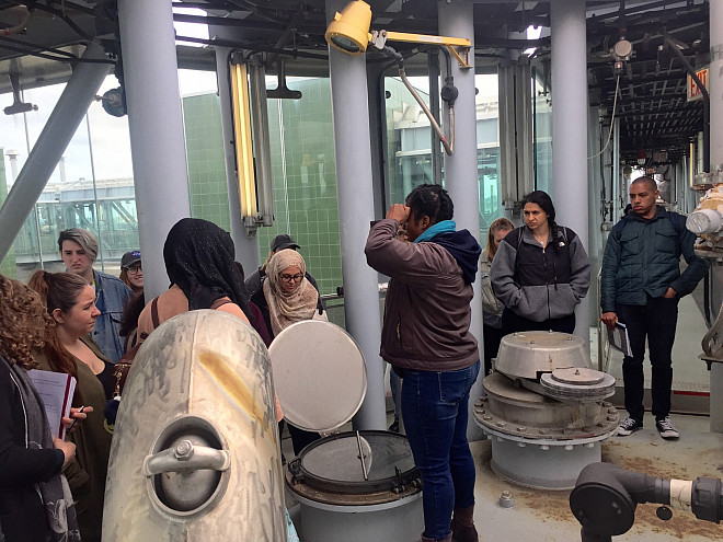 Exploring the digester eggs at the Newtown Creek Wastewater Treatment Plant.