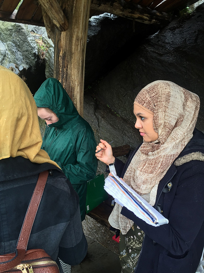 Students in Prof. Leri's Chemistry and the Environment class study water chemistry in The Lake in Central Park's Ramble.