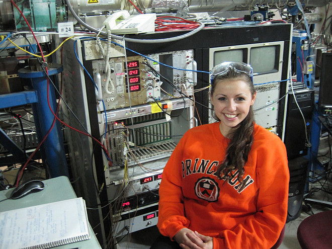 Marisa at the beamline.