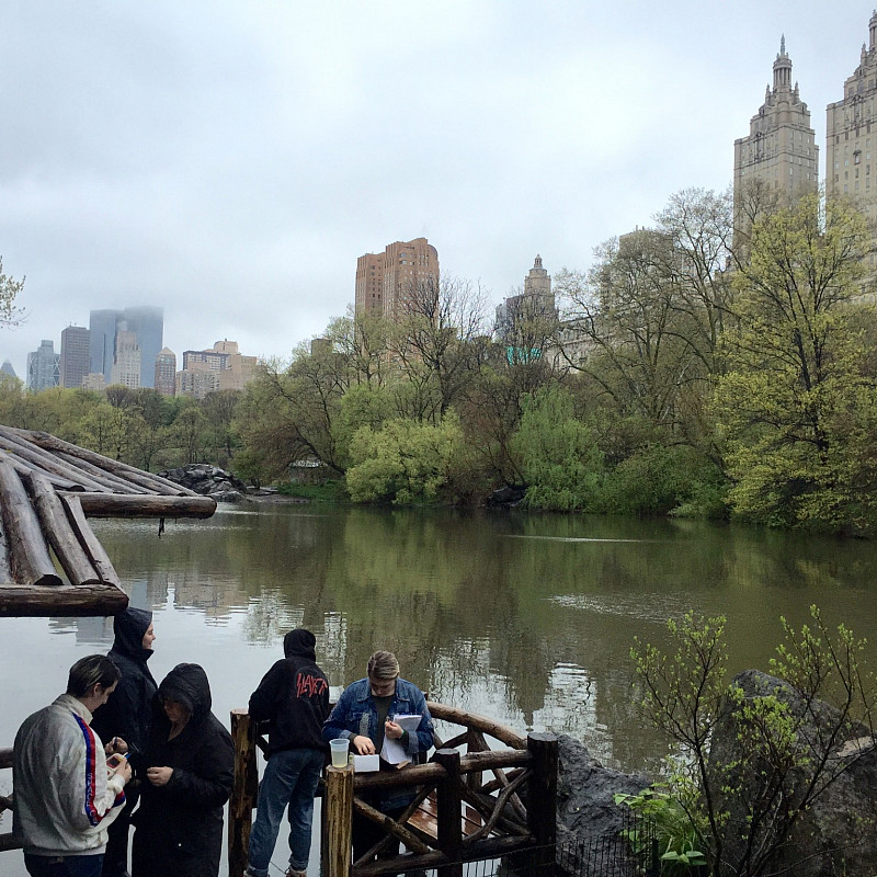 Students in Prof. Leri's Chemistry and the Environment class study water chemistry in The Lake in Central Park's Ramble.