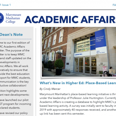 The first edition of MMC's new Academic Affairs newsletter