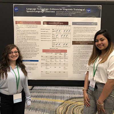 Jessica Krimgold '19 and Ailyn Gomez '19 at the the NYSSLHA annual conference.