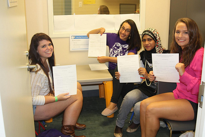 Free hearing tests performed by members of the Speech Club is a staple of MMC's annual Autumn Apple Fest celebration.