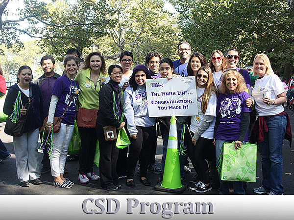 CSD students and faculty at the finish line at the Walk4Hearing, an event to promote awareness of hearing loss, raise money for hearing r...