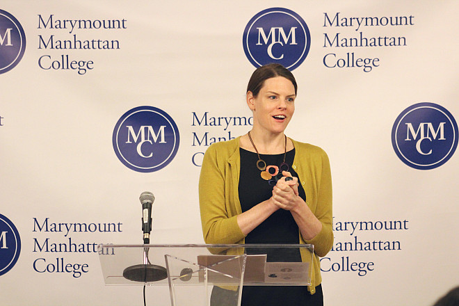 Alison Giffen of the Center for Civilians in Conflict during the 2018 Gurcharan Singh Memorial Lecture at MMC.