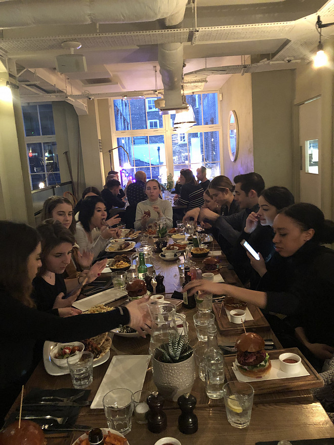 An amazing group dinner at a local restaurant in London