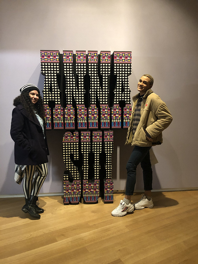 Students in Dr. Martinez-Novoa's Business of Fashion course stopped by the Museum of Arts and Design (MAD) to learn more about the w...