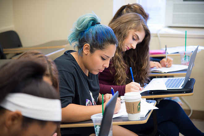 Students writing