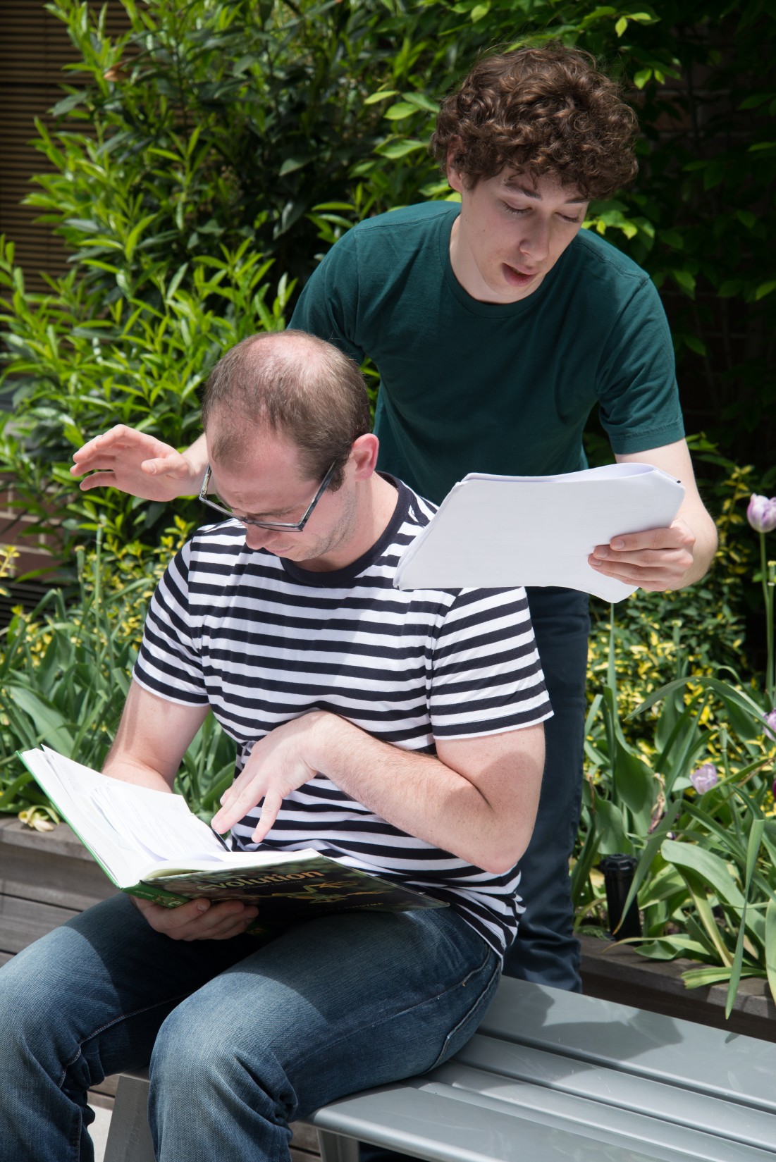 Rehearsing a scene on the Lowerre Family Terrace