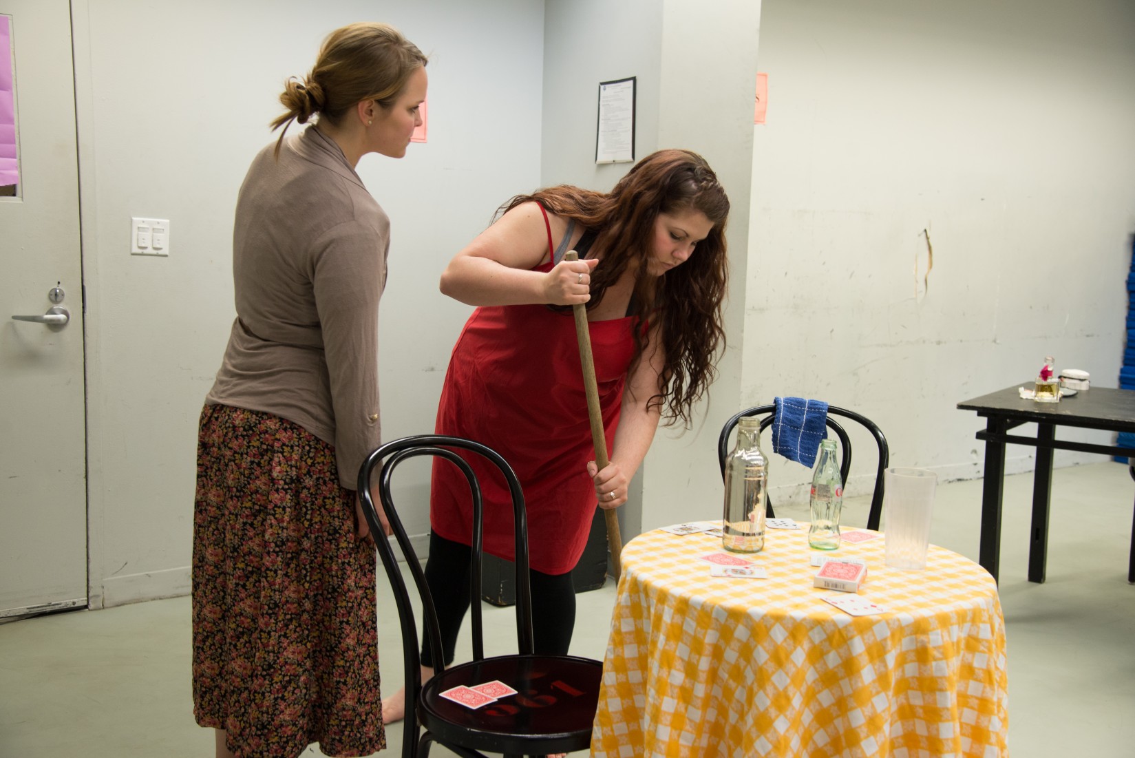 Acting students rehearse a scene