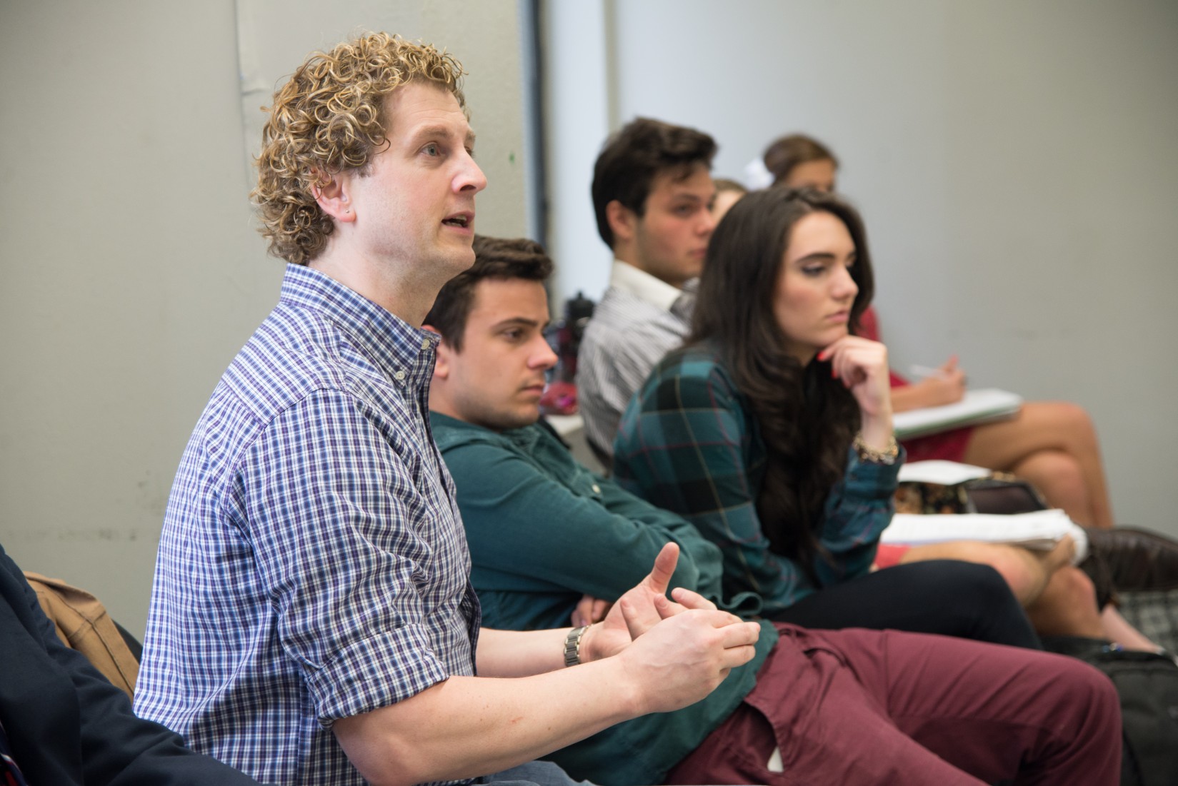 Professor Kevin Connell and acting students in class