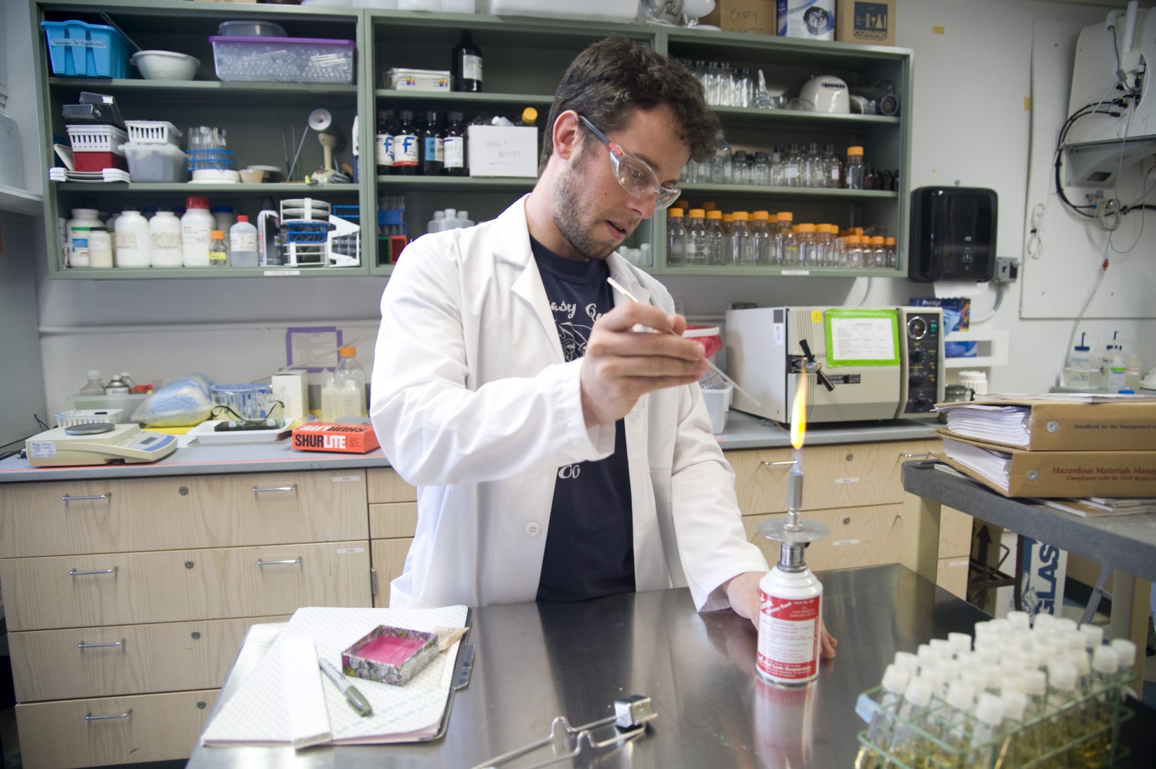 Lab Supervisor Matthew Domser works in the prep lab