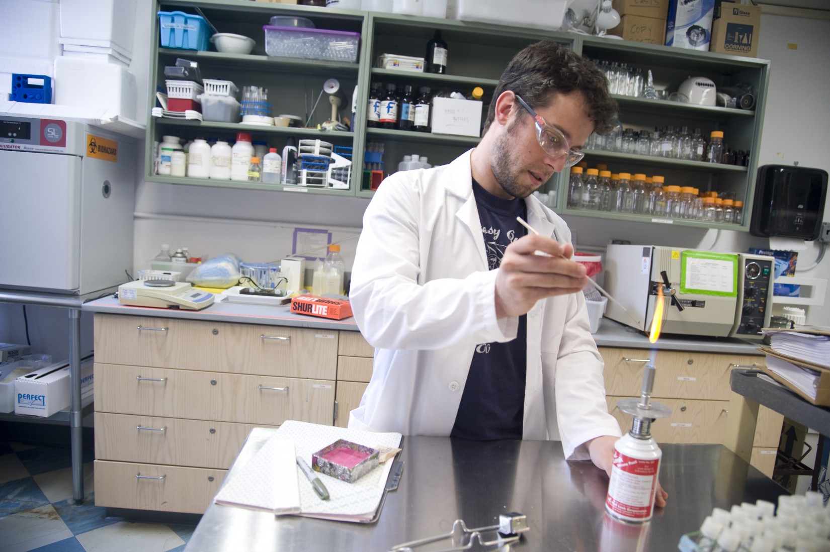 Lab Supervisor Matthew Domser works in the prep lab