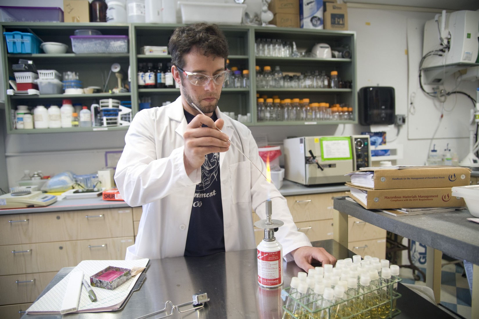 Lab Supervisor Matthew Domser works in the prep lab