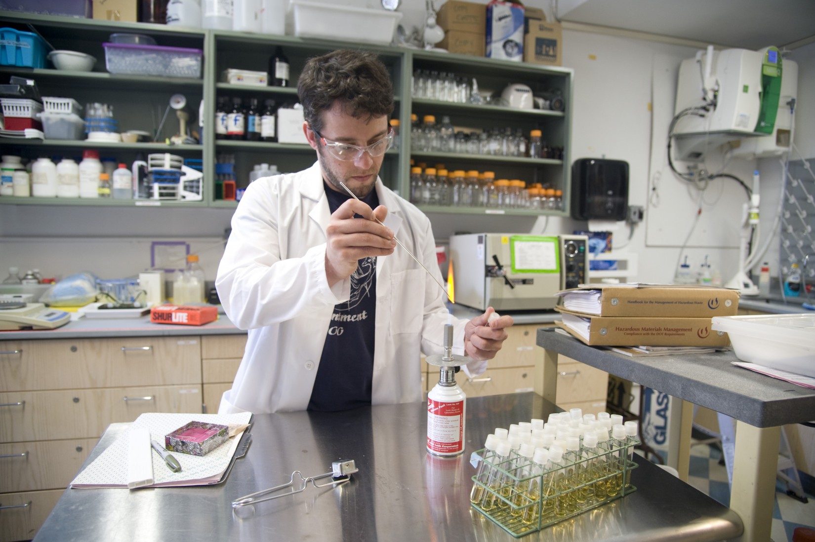 Lab Supervisor Matthew Domser works in the prep lab