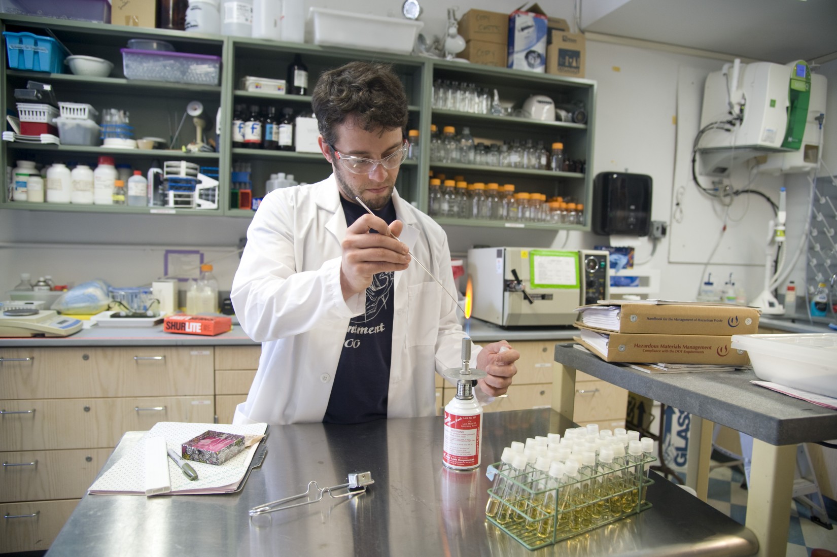 Lab Supervisor Matthew Domser works in the prep lab