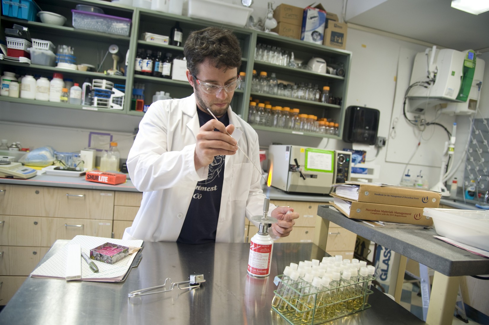 Lab Supervisor Matthew Domser works in the prep lab