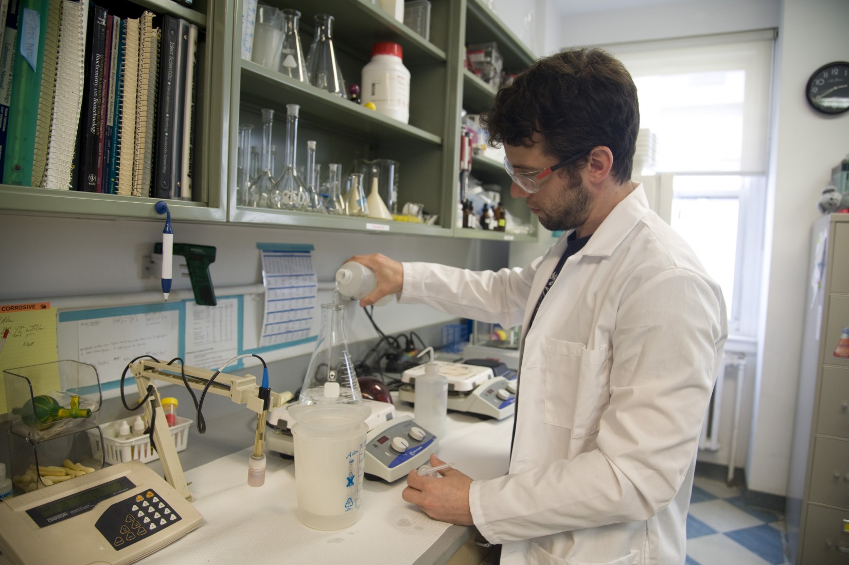 Lab Supervisor Matthew Domser works in the prep lab