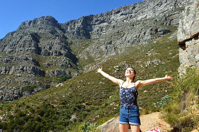 Dani enjoying the view atop Table Mountain, South Africa