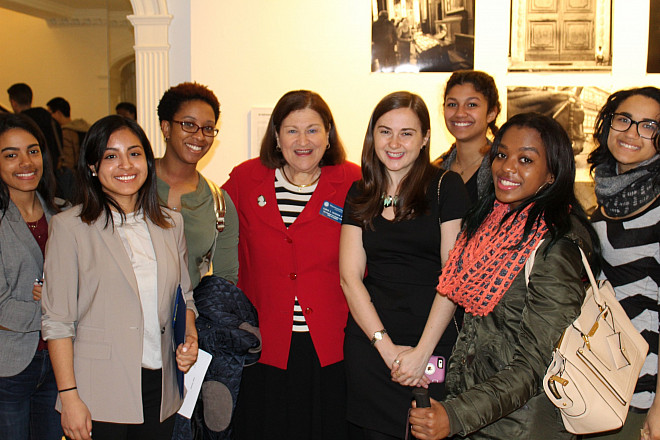 VP for Student Affairs Carol Jackson and Emily Miethner of FindSpark with MMC Students ready for a full day of networking and professiona...