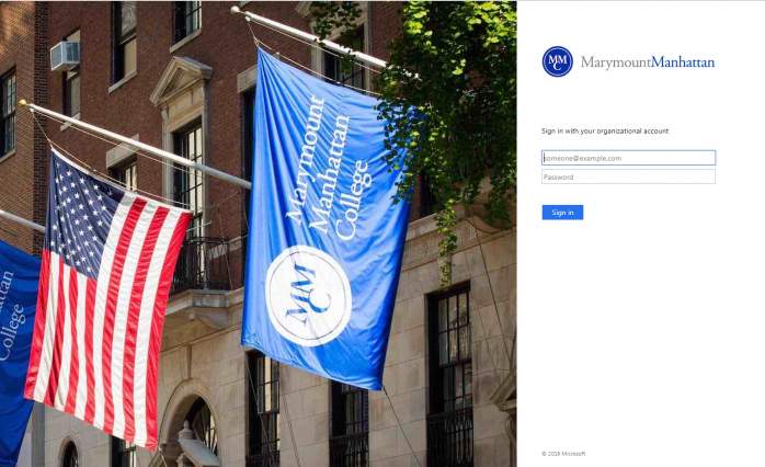 MMC Login Page with picture of 71st street building, American flag and MMC Flag, and Login Portal...