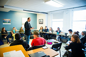 Professor lecturing to a classroom of students