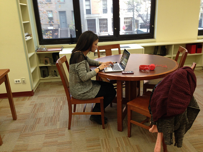 Study working in library