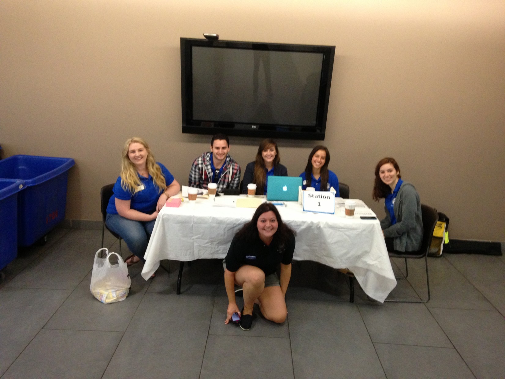 The RA staff at the 1760 Residence Hall check-in table