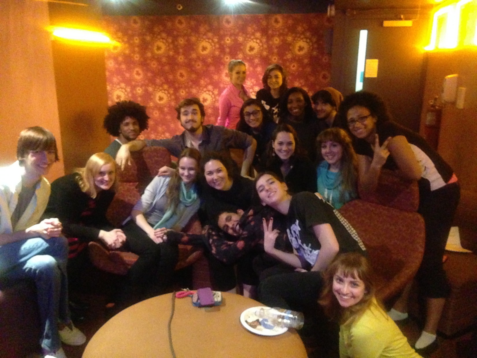 Residents watch the 2014 Olympic games opening ceremony in the 22nd floor lounge.