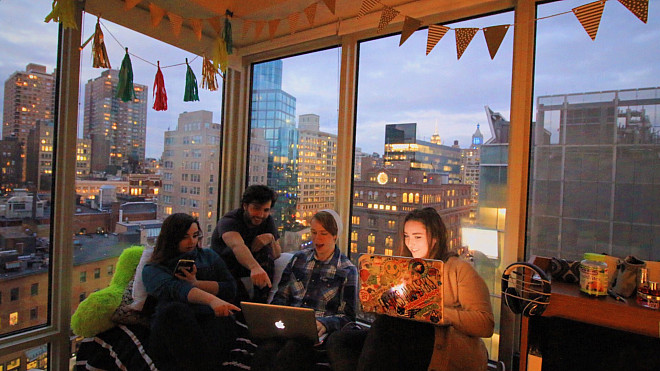 Residents inside Cooper Square. Photo by Ashley Coppolino