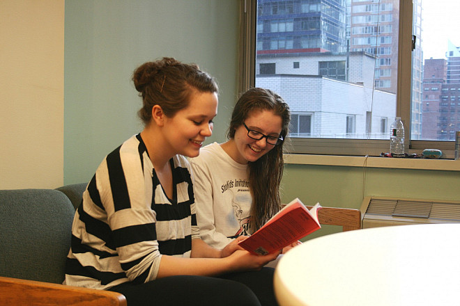 The 12th floor lounge is a designated “Quiet Lounge, open 24 hours a day for studying.