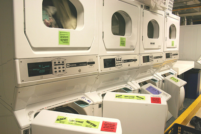 The laundry room on the 2nd floor of the 55th Street Residence Hall is open 24 hours a day. Our system can send you a text message when y...