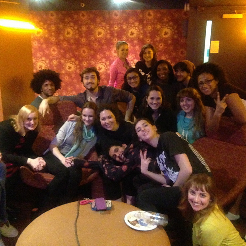 Residents watch the 2014 Olympic games opening ceremony in the 22nd floor lounge.