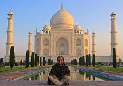 Adam Warwinsky by the Taj Mahal in India.