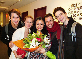 Shiori Ichikawa (center) and castmates from The Good Soul of Szechuan