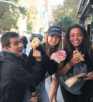 Students eating donuts and a bialy