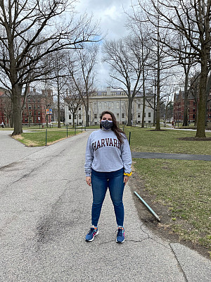 Sarah Rosenthal '18 on Harvard University's campus in Cambridge, Massachusetts.