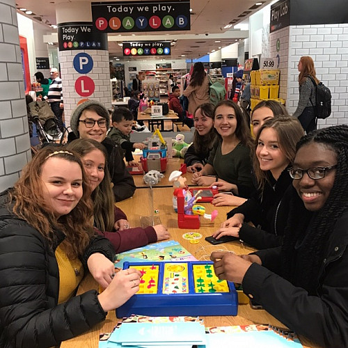 NYC Seminar students interact in the PlayLab at Toys R Us
