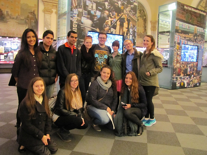 Students in the Department of Business during a regular trip to the New York Stock Exchange