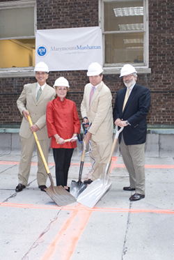 (L-R) Vice President of Administration and Finance Paul Ciraulo, Ursula Lowerre, Paul Lowerre '81 and President Judson Shaver