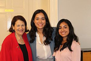 L-R: Vice President for Student Affairs Carol Jackson, Councilwoman Carlina Rivera, Jennifer Acevedo '19