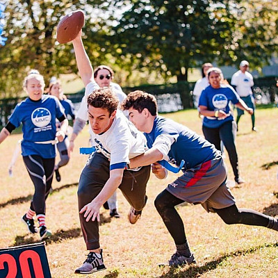 A rowdy game of flag football highlighted the annual Family and Friends Homecoming Weekend