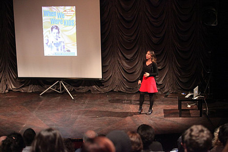 Astrophysicist and fiction writer Janna Levin speaking at the Rudin Lecture in 2012.