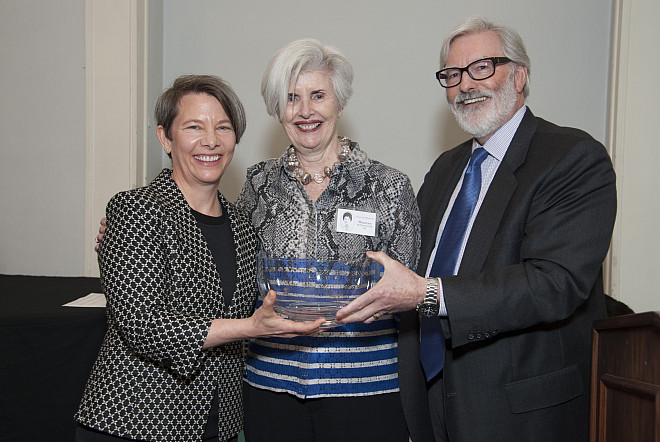 President-Elect Walk, Père Gailhac Award winner Maureen McManus Lally '60, President Shaver