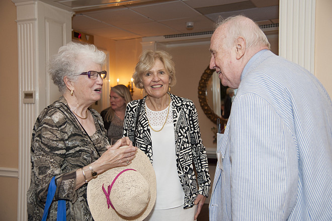 Mary Norton '58, Maureen Grant '60, Dean Peter H. Baker