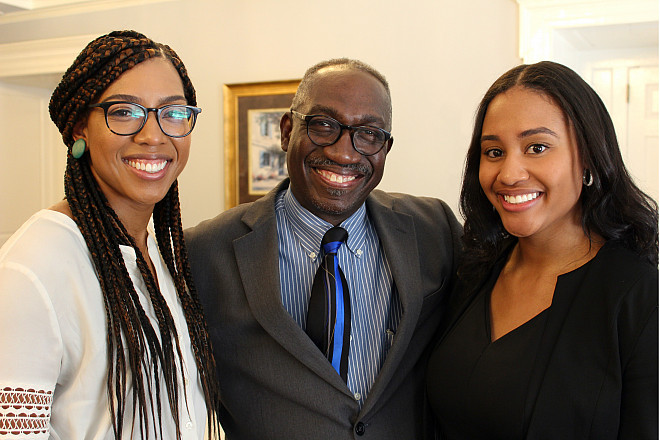 Rebecca Pinard (President's Office), Michael Salmon (Academic Advising), and Harmony Cross (Higher Education Opportunity Program)